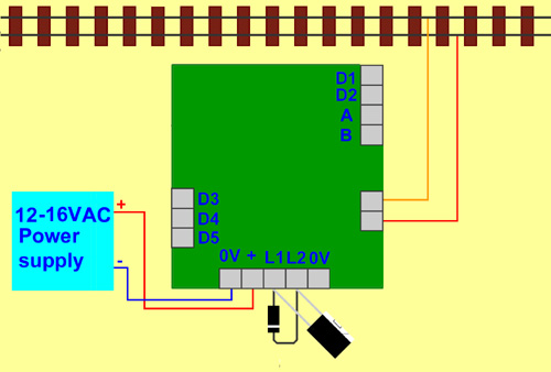 Using a diode and capacitor the SA1.1 shuttle can be powered by AC